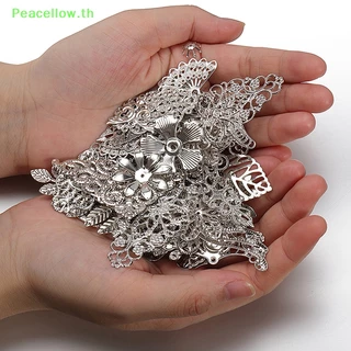 Peacellow จี้ลูกปัดโลหะ รูปดอกไม้ ใบไม้ สําหรับทําเครื่องประดับ DIY 50 กรัม ต่อล็อต TH