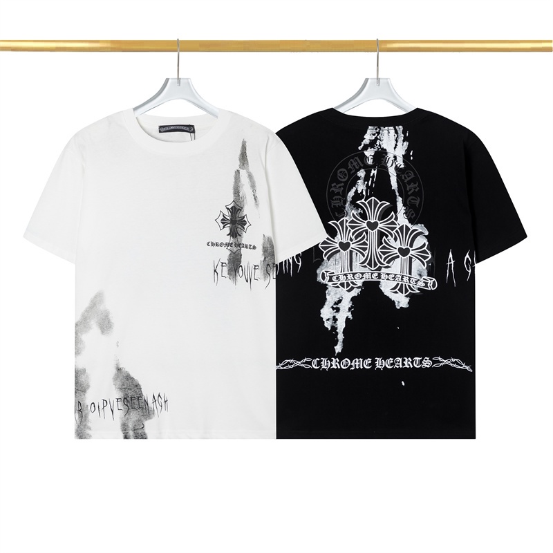 Ch - เสื้อยืดลําลอง แขนสั้น ทรงหลวม แฟชั่นสําหรับผู้ชาย และผู้หญิง