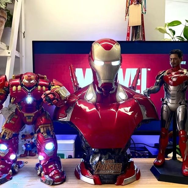 MK50 Illuminated รุ่นรูปปั้นหน้าอก GK รูปเครื่องประดับ Iron Man Marvel รูปสไตล์อเมริกันส่องสว่าง 40 - รูปที่ 4
