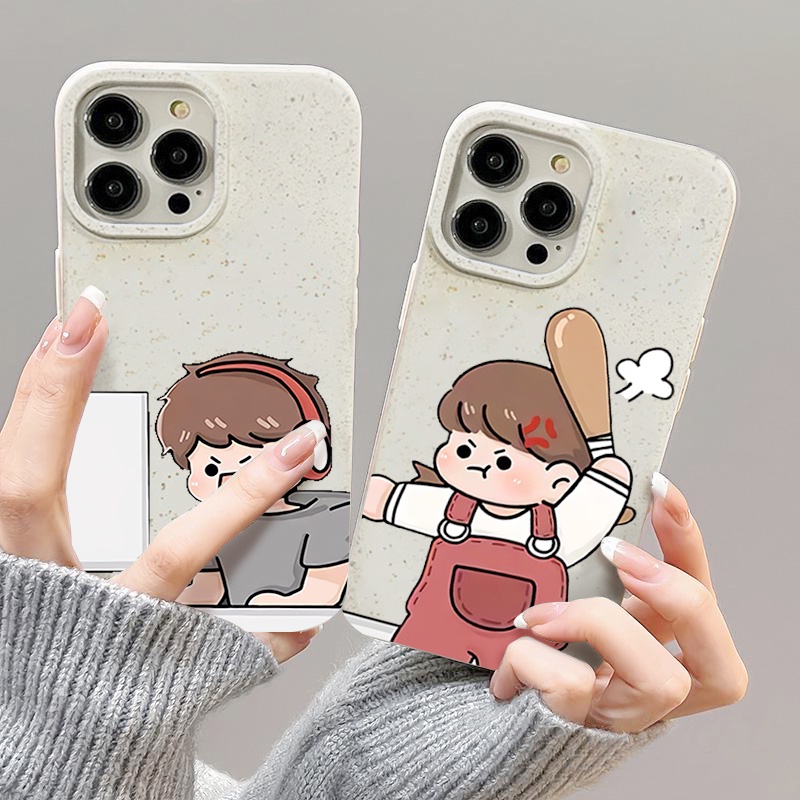 สำหรับ iPhone11 13 For เคสไอโฟน14 15 12 Pro Max X XS XR 6 7 8 14 15 Plus 12 13MINI Cute Boy and Girl คู่รัก ซิลิโคน เคส