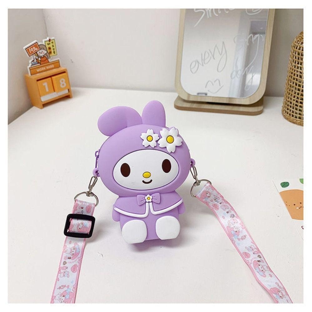 DSLONG Mini Crossbody Bag, Flower Rabbit Princess Small Bags, Cute Silicone Cartoon Shoulder Bag Girls