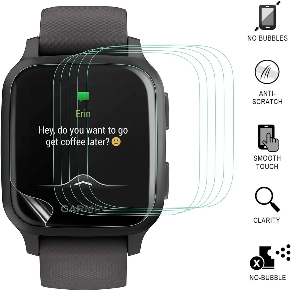 ฟิล์มกันรอยหน้าจอ HD แบบนิ่ม ป้องกันรอยขีดข่วน สําหรับ Garmin Venu Sq จํานวน 3 ชิ้น