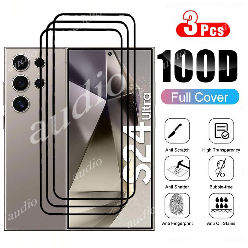 ฟิล์มกระจกนิรภัยกันรอยหน้าจอ HD 9H กันรอยขีดข่วน สําหรับ Samsung Galaxy S24 Ultra Plus 5G 2024 S24Ultra S24Plus SamsungS24 5G 3 ชิ้น