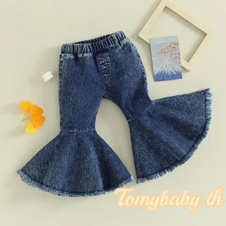 Tomybaby- กางเกงยีนขายาว ลําลอง แต่งกระดิ่ง แฟชั่นฤดูใบไม้ผลิ สไตล์สตรีท สําหรับเด็กผู้หญิง