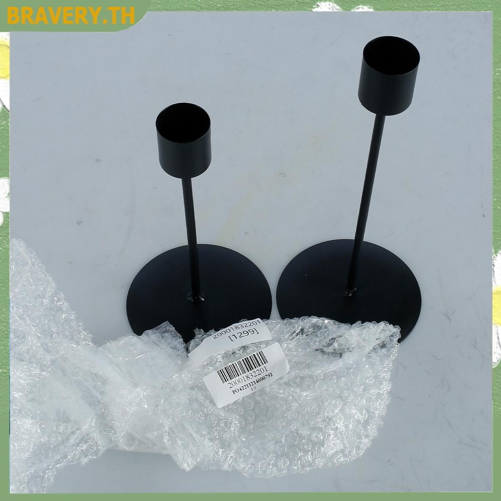 2 ชิ้นโลหะเชิงเทียนสําหรับ เทียนเรียวสีดําตกแต่งเชิงเทียนสําหรับงานแต่งงาน Dinning SHOPCYC3522