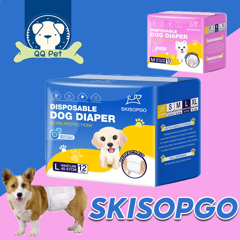 SKISOPGO พร้อมจัดส่ง ผ้าอ้อมสุนัขสัตว์เลี้ยงดูดซับ ผ้าอ้อมสัตว์เลี้ยง 12 ชิ้นชุดแมวทิ้งอย่างรวดเร็วผ้าอ้อมถาดการฝึกอบรม
