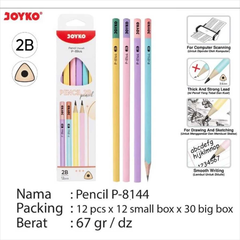 [D] ดินสอ Joyko P-8144 2B (12 ชิ้น)