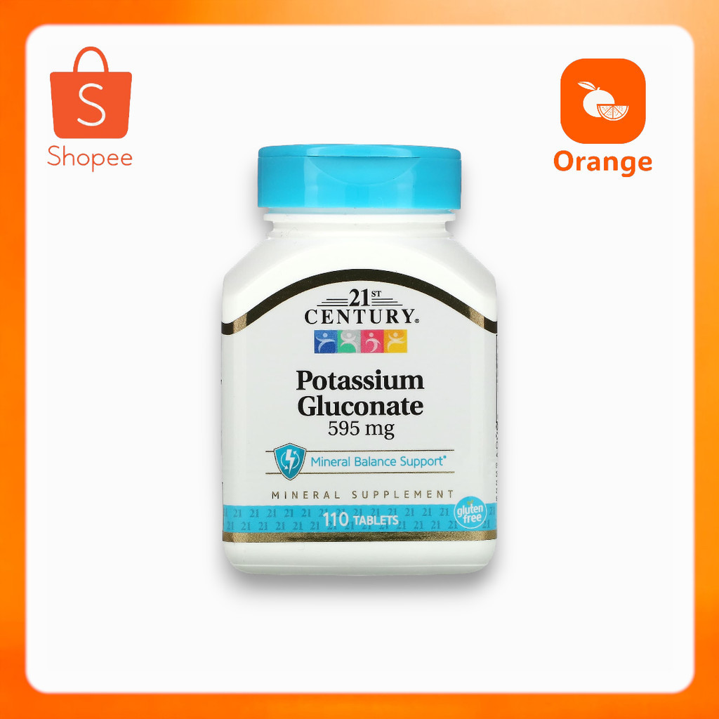 📢พร้อมส่ง 🔔  21st Century Potassium Gluconate, 595 mg, 110 Tablets