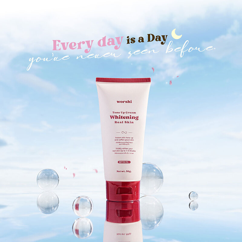 Worshi Tone UP Cream Whitening Real Skin SPF50 PA++ 65g วอชิ โทนอัพกันแดดผิวกาย สูตร Hybrid.