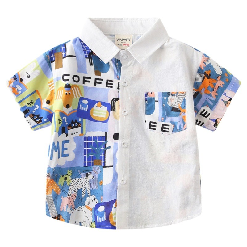 Soffny Boy เสื้อเชิ้ตอย่างเป็นทางการแขนสั้น Casual Regular เด็กทารกเสื้อเด็กชายเสื้อผ้า