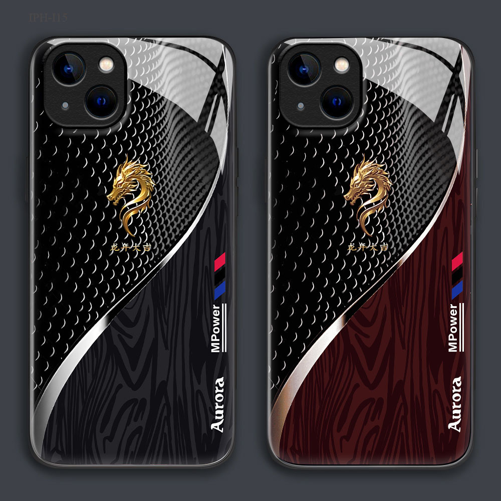 เคส สำหรับ iPhone 16 15 14 13 12 11 X XS XR 7 8 6 SE Mini Plus Pro Max 2020 2022 เคสไอโฟน เคสแข็ง Hard Glass Case BLK