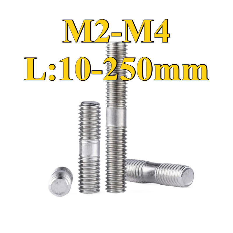 304 สลักเกลียวสองหัวสแตนเลส M2/M2.5/M3/M4 * L = 10-250mm (DM) (Y6) (x6)