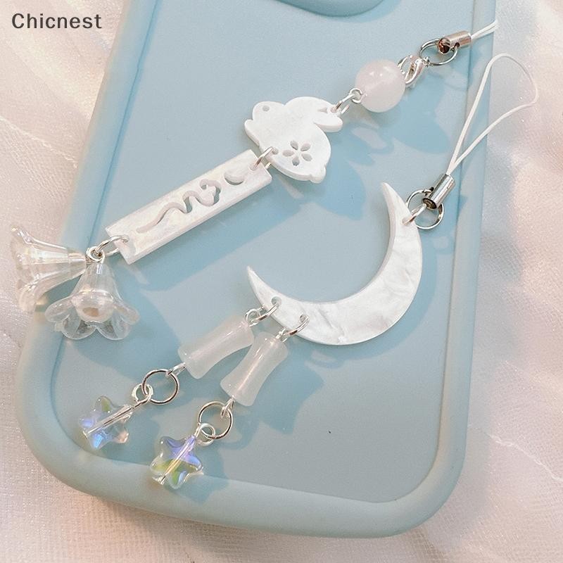 [Chc] Creative Moon Beaded Phone Lanyard Style Mobile Phone Charm For Girls Mobile Phone Chain Keych
