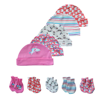 Kiddiezoom Unisex 0-6M ทารกแรกเกิดเด็กผู้หญิงหมวก + นวมชุดผ้าฝ้าย 100% หมวกนุ่มอุปกรณ์เสริมสําหรับเด็ก