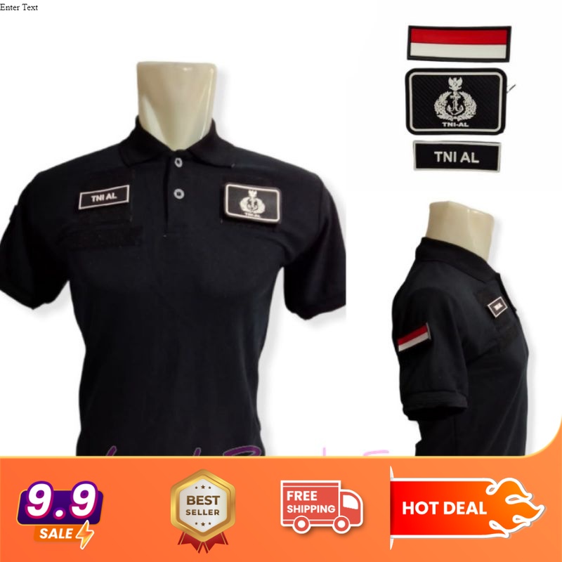เสื้อยืดคอปก TNI AL Velcro สามารถใส่กับสัญลักษณ์ได้