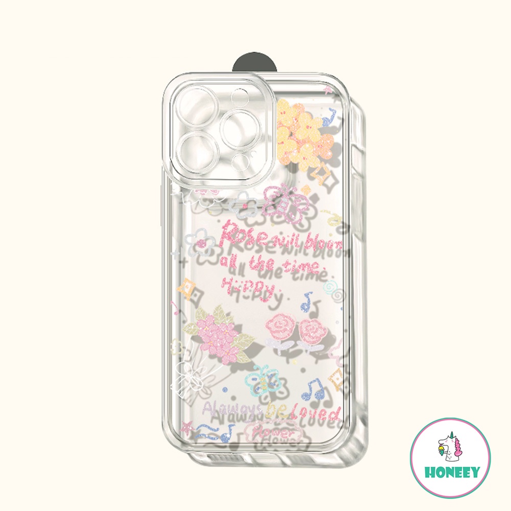 เคสโทรศัพท์มือถือแบบนิ่ม TPU ใส ลายดอกไม้ ช่อดอกไม้โรแมนติก สําหรับ iPhone 15 14 Pro Max 13 12 11 Pro Max Xr Xs 7 8Plus