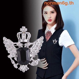 Anorman เข็มกลัด รูปมงกุฎ นกอินทรีย์ สีดํา และสีเงิน แฟชั่นสําหรับผู้ชาย 1 ชิ้น