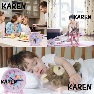 Karen นาฬิกาปลุกตั้งโต๊ะ ทรงกลม น้ําหนักเบา เสียงเงียบ น่ารัก สําหรับตกแต่งบ้าน ห้องนอนเด็ก