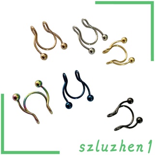 [Szluzhen1] จิวเจาะจมูก สเตนเลส รูปตัว U หลากสี สไตล์พังก์ เครื่องประดับแฟชั่น 6 ชิ้น