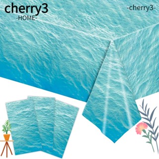 Cherry3 ผ้าปูโต๊ะพลาสติก ทรงสี่เหลี่ยมผืนผ้า ทนทาน ลายคลื่นทะเล ขนาด 54x108 นิ้ว สําหรับปาร์ตี้วันเกิดเด็ก 3 ชิ้น