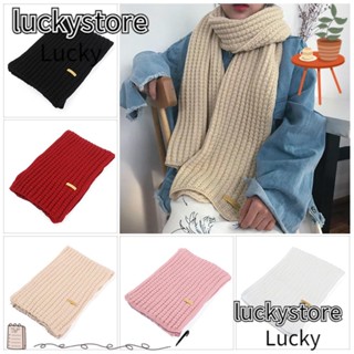 Lucky ผ้าพันคอ ผ้าถัก แบบหนา สีพื้น สําหรับผู้หญิง