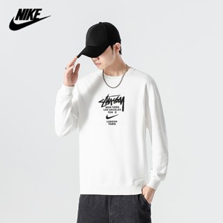 [ขายดี พร้อมส่ง] Nike เสื้อกันหนาวลําลอง แขนยาว ทรงหลวม พิมพ์ลาย สไตล์มินิมอล ของแท้ 100% สําหรับผู้ชาย