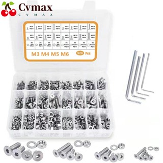 Cvmax สกรูเมตริก หกเหลี่ยม หัวแบน สเตนเลส 304 16 ขนาด M3 M4 M5 M6 8 12 16 20 มม. 920 ชิ้น