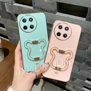 เคสโทรศัพท์มือถือ ชุบไฟฟ้า ลายหมีน่ารัก พร้อมขาตั้ง สําหรับ Realme11 RealmeC51 Realme 11 C51 NFC 4G 5G 2023