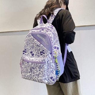 Spot# bag 2022 new Korean style ins style graffiti bag womens casual all-match high school and junior high school large capacity backpack 8jj