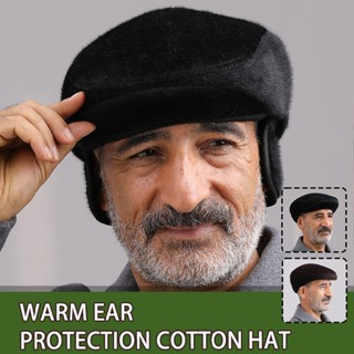 Men Flat Cap with Ear Flaps Winter Warm Ivy Newsboy Hat for Outdoor Hunting Golf