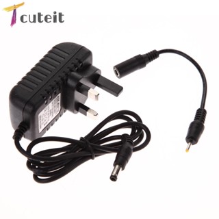 Tcuteit อะแดปเตอร์แปลงที่ชาร์จ AC 100-240V DC 5.5x2.5 มม. +2.5X0.7 มม. 6V 1A ปลั๊กอังกฤษ