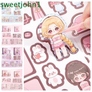 Sweetjohn หนังสือสติกเกอร์ แฮนด์เมด DIY เสียงเงียบ สําหรับเด็กผู้หญิง