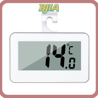 Bja เครื่องวัดอุณหภูมิ 2 แพ็ค พร้อมตะขอ หน้าจอ LCD ขนาดใหญ่ 0℃~50℃ เครื่องวัดอุณหภูมิตู้เย็น ใช้แบตเตอรี่ มีเสียงเตือน สีขาว สําหรับบ้าน ห้องครัว ร้านอาหาร