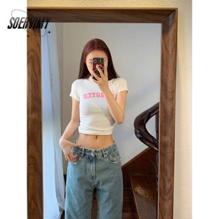 SOERVIMY  กางเกงขายาว กางเกงยีสน์ผู้หญิง ทรงหลวม ๆ ตรง Retro Hip Hop Pants 2023 NEW Style  ทันสมัย Unique คุณภาพสูง รุ่นใหม่ A27L0DY 36Z230909