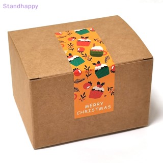 Standhappy ใหม่ สติกเกอร์ฉลาก ลายสัตว์ สโนว์แมน คริสต์มาส 6 แบบ สําหรับติดตกแต่งกล่องบรรจุภัณฑ์ 90 ชิ้น