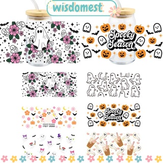 Wisdomest สติกเกอร์ขวดแก้ว ลายผีฮาโลวีนน่ารัก ทนความร้อนสูง กันน้ํา DIY