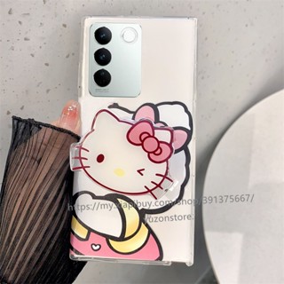 Phone Case VIVO V29 Pro V29e V27 V27e V25 V25e V23 V23e 4G 5G พร้อมส่ง มาใหม่ เคสโทรศัพท์มือถือแบบนิ่ม ลายการ์ตูน KT น่ารัก พร้อมขาตั้ง สําหรับ