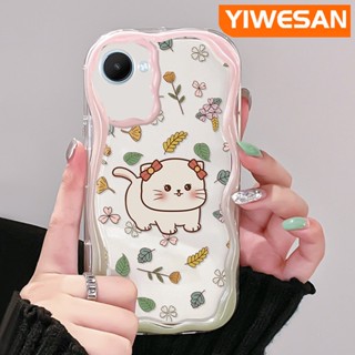 ใหม่ เคสโทรศัพท์มือถือแบบนิ่ม ใส กันกระแทก ลายการ์ตูนแมว ดอกไม้ สีครีม สําหรับ Realme C30 C30s C31 C33 C35 C55 Narzo 50i Prime Narzo N55 50A Prime