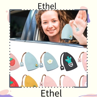 Ethel1 กุญแจรถยนต์ แบบดึงออก หนัง PU กันลื่น สีเหลือง สีดํา สําหรับป้องกันกุญแจ