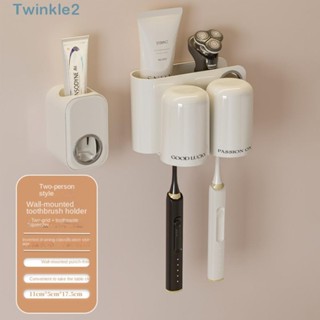 Twinkle เครื่องจ่ายยาสีฟัน แปรงสีฟัน แบบแขวนผนัง ไม่ต้องเจาะรู สีขาว สําหรับห้องน้ํา