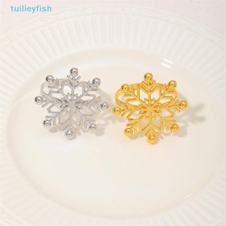 【tuilieyfish】แหวนรัดผ้าเช็ดปาก ลายเกล็ดหิมะ สีทอง สําหรับตกแต่งโต๊ะโรงแรม คริสต์มาส 1 ชิ้น【IH】