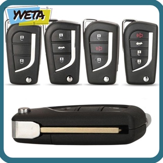 Yveta รีโมตกุญแจรถยนต์ ไม่มีชิปพับ แบบเปลี่ยน 2 3 4BTN สําหรับ Toyota Levin Camry Reiz Highlander Corolla Toy48 Toy43