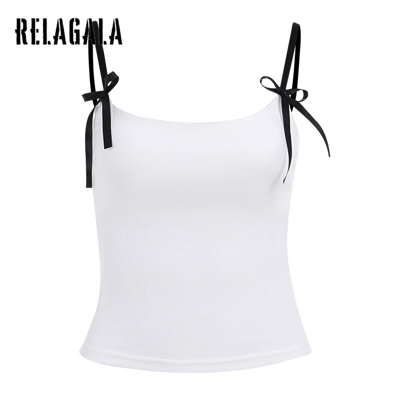 Relagala เสื้อครอปท็อปลําลอง ลายผีเสื้อน่ารัก สีตัดกัน แฟชั่นใหม่ สําหรับสตรี 2023