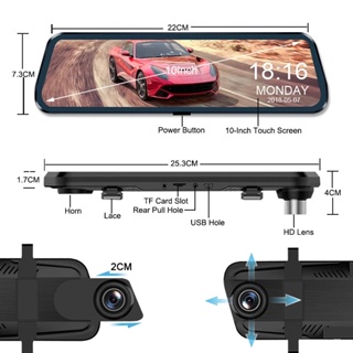 กล้องบันทึกวิดีโอ 10 นิ้ว DVR Dashcam Dashcam สีดํา สําหรับติดรถยนต์ JDQK