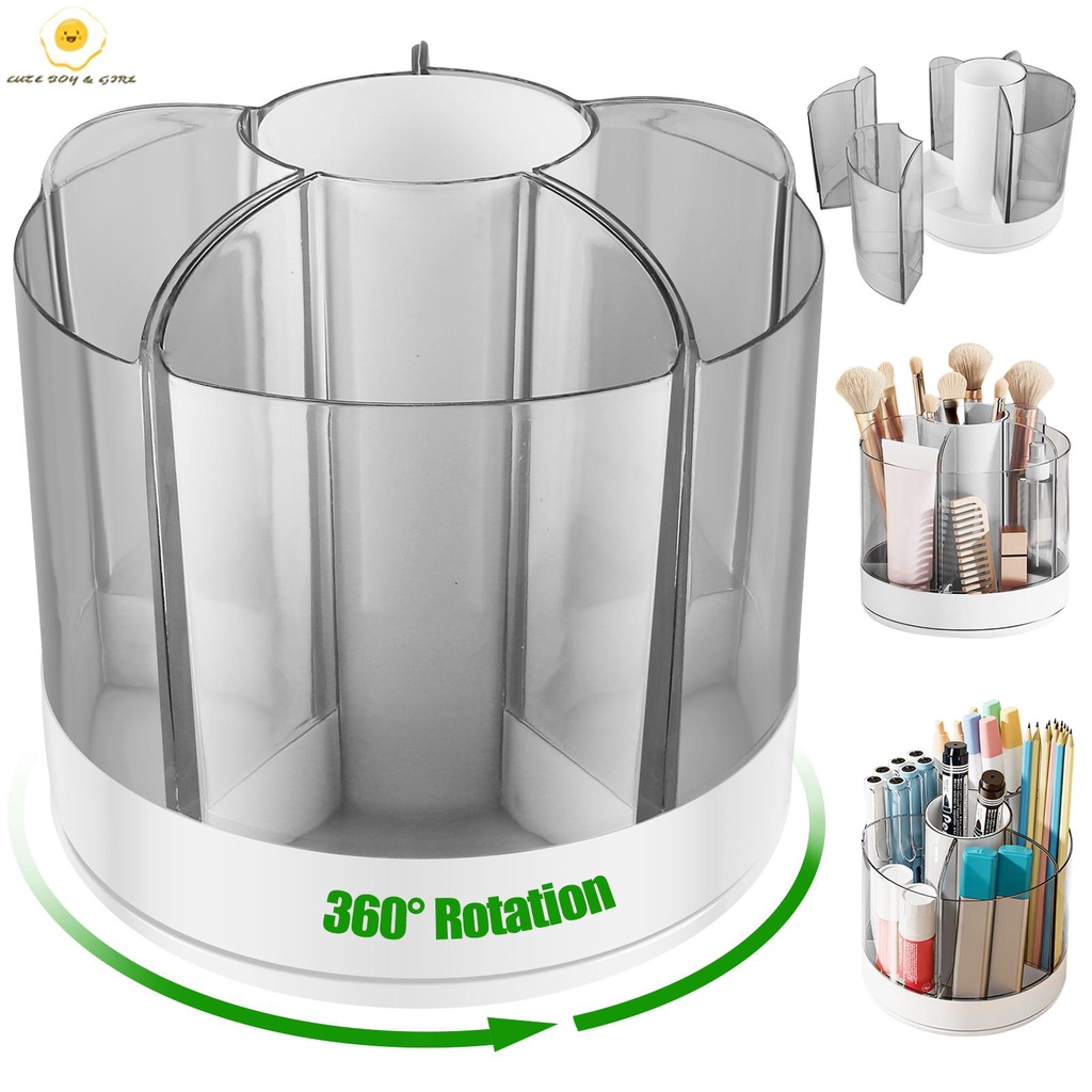 กระเป๋าดินสอ 6 ช่อง หมุนได้ 360 องศา° กล่องเก็บเครื่องสําอาง ถอดออกได้