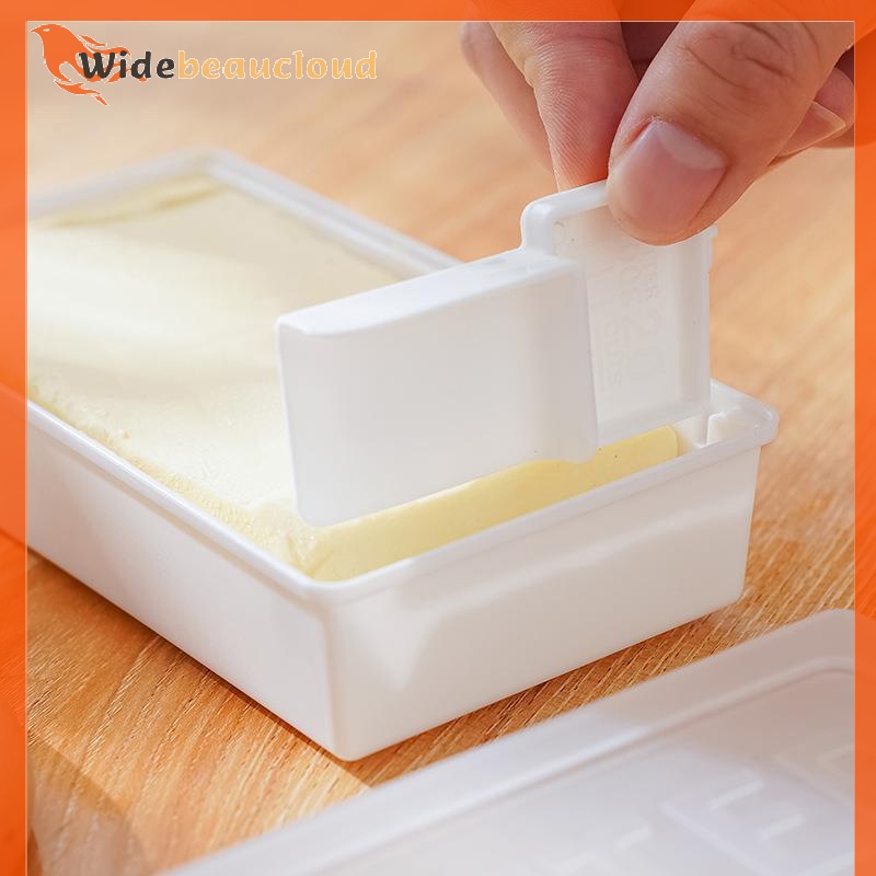 Widebeaucloud จานเนย 1 ชิ้น พร้อมฝาปิด กล่องเก็บเนยสด พร้อมเครื่องตัด เคาน์เตอร์ กล่องเนย สําหรับบ้าน กล่องเก็บชีส