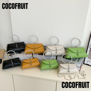 Cocofruit กระเป๋าสะพายไหล่ สายโซ่โลหะ หนัง PU ประดับพลอยเทียม สําหรับผู้หญิง