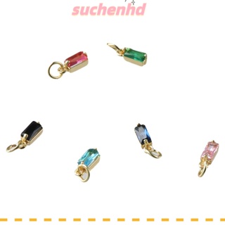 Suchenhd จี้พลอยเทียม ทองเหลือง ทรงสี่เหลี่ยมผืนผ้า ประดับเพทาย 12x3 มม. 20 ชิ้น