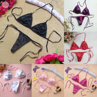 GORGEOUS~Satin Bra Lace Up Lingerie T-back Thong Underwear All Seasons Bra Panties