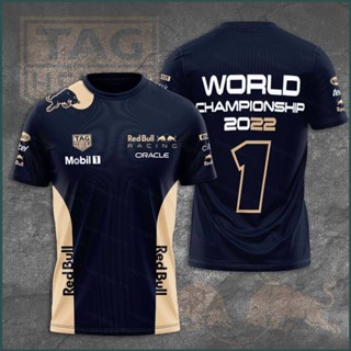 เสื้อยืดแขนสั้นลําลอง ทรงหลวม พิมพ์ลาย F1 Red Bull Racing World Champ Fans พลัสไซซ์ 2022